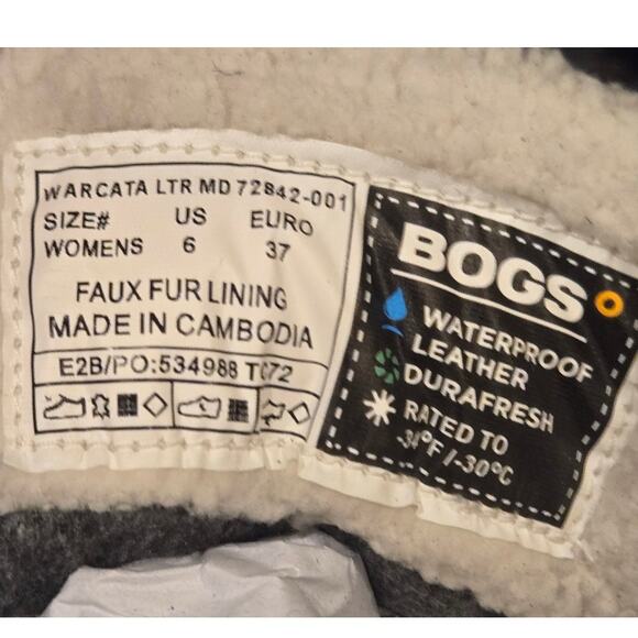 BOGS Arcata Urban Leather Mid Boot Leather Waterproof Cushion Black Size 6 NIB - Picture 8 of 13